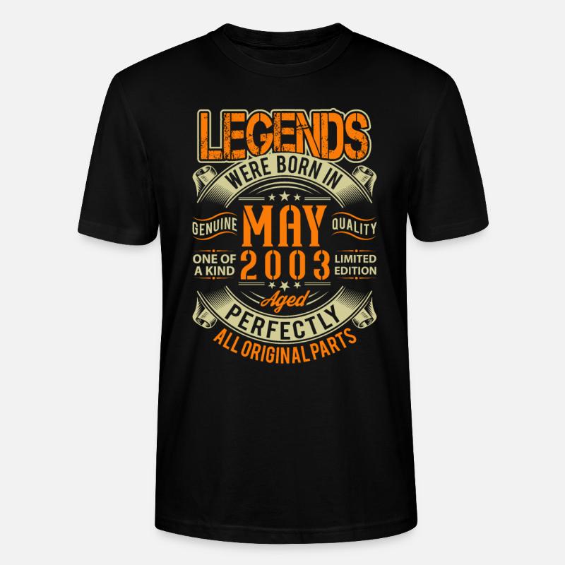 2003 Mai Birthday Legend - T-shirt bio CRAFTER Stanley Stella Unisexe - noir