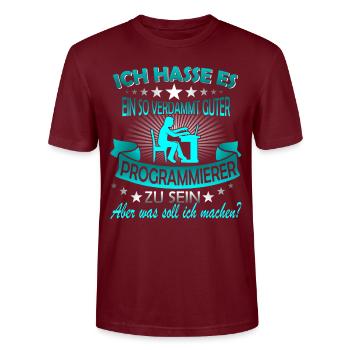 Programmierer IT Programmieren Geschenk Lustig - Stanley/Stella Unisex Bio-T-Shirt CRAFTER - Burgunderrot - Vorne - Alina (178cm) & Michal (187cm)