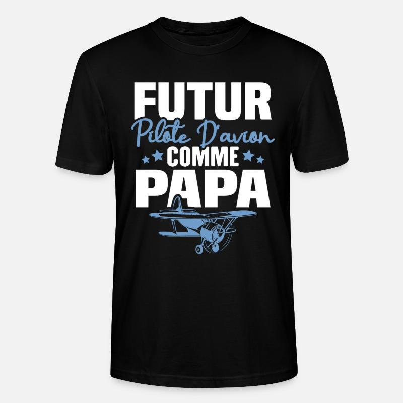 Futur Pilote d'avion comme Papa - T-shirt bio CRAFTER Stanley Stella Unisexe - noir