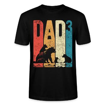 Dad Hoch 3 Papa Hoch 3 Kinder Bär Dreifacher Papa - Stanley/Stella Unisex Bio-T-Shirt CRAFTER - Schwarz - Vorne - Alina (178cm) & Michal (187cm)