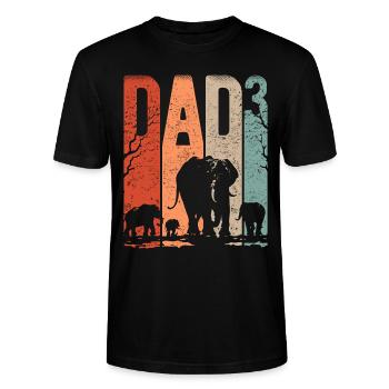 Dad Hoch 3 Papa Hoch 3 Kinder Papa Elefant - Stanley/Stella Unisex Bio-T-Shirt CRAFTER - Schwarz - Vorne - Alina (178cm) & Michal (187cm)