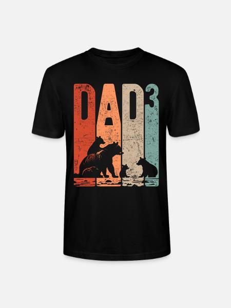 Dad Hoch 3 Papa Hoch 3 Kinder Bär Dreifacher Papa - Stanley Stella CRAFTER unisex økologisk-T-shirt - sort