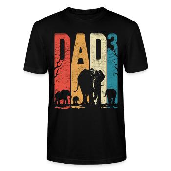 Far op 3 far op 3 børn far elefant - Stanley Stella CRAFTER unisex økologisk-T-shirt - sort - Foran - Alina (178cm) & Michal (187cm)