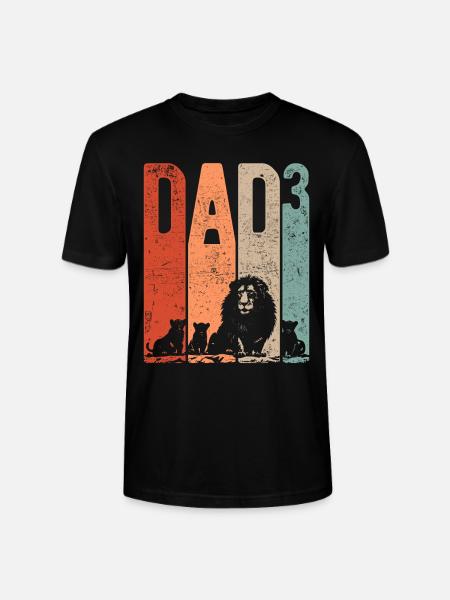 Dad Hoch 3 Papa Hoch 3 Kinder Dreifacher Papa Löwe - Stanley Stella CRAFTER unisex økologisk-T-shirt - sort
