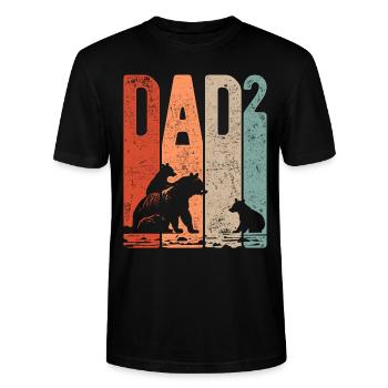 Dad Hoch 2 Papa Hoch 2 Kinder Bär Zweifacher Papa - Stanley/Stella Unisex Bio-T-Shirt CRAFTER - Schwarz - Vorne - Alina (178cm) & Michal (187cm)