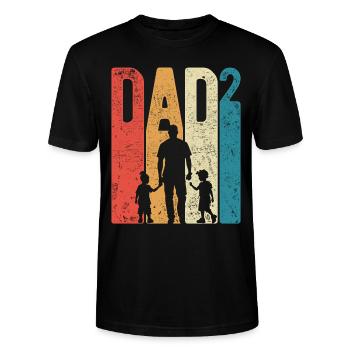 Far Høj 2 Far Høj 2 Børn To sønner Retro - Stanley Stella CRAFTER unisex økologisk-T-shirt - sort - Foran - Alina (178cm) & Michal (187cm)
