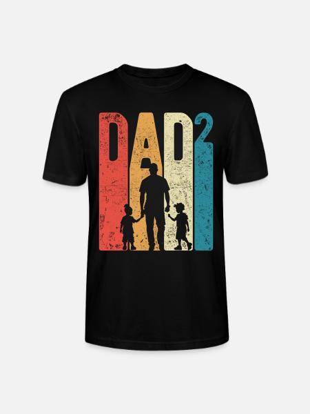 Dad Hoch 2 Papa Hoch 2 Kinder Zwei Söhne Retro - Stanley Stella CRAFTER unisex økologisk-T-shirt - sort