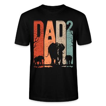 Dad Hoch 2 Papa Hoch 2 Kinder Papa Elefant - Stanley/Stella Unisex Bio-T-Shirt CRAFTER - Schwarz - Vorne - Alina (178cm) & Michal (187cm)