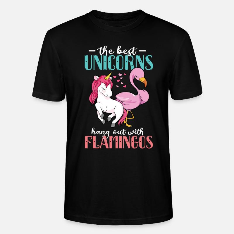 Flamingo Einhorn - Stanley/Stella Unisex Bio-T-Shirt CRAFTER - Schwarz