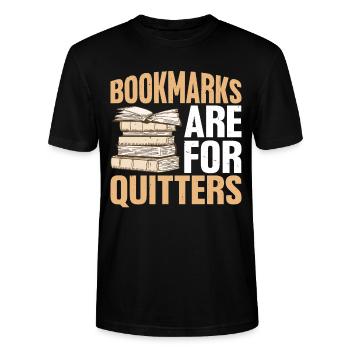Bookmarks Are For Quitters - Stanley/Stella Unisex Bio-T-Shirt CRAFTER - Schwarz - Vorne - Alina (178cm) & Michal (187cm)