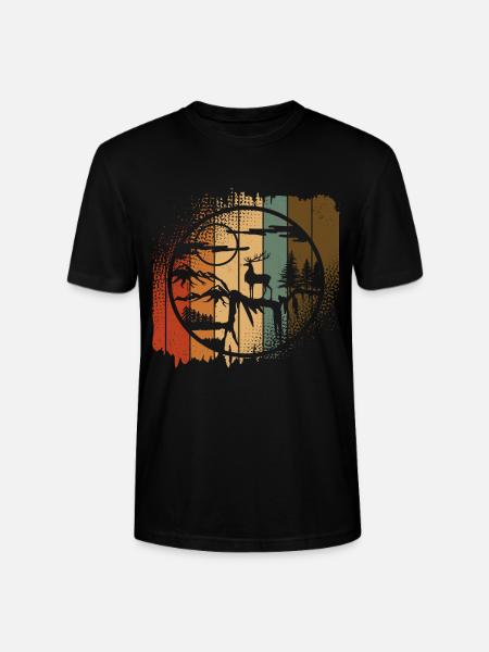 Deer Mountains Forest - Stanley/Stella CRAFTER Unisex Organic T-Shirt - black