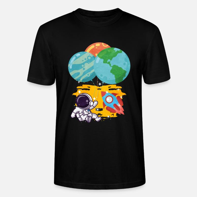 Astronaut Pluto Neptun Erde Balloon - Stanley/Stella Unisex Bio-T-Shirt CRAFTER - Schwarz