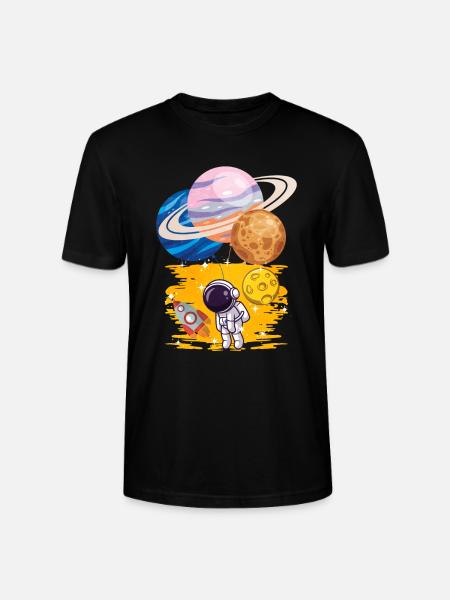 Astronaut Uranus Mercury Saturn Balloons - Stanley/Stella CRAFTER Unisex Organic T-Shirt - black