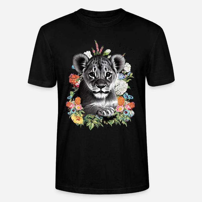 Löwe Blumen - Stanley/Stella Unisex Bio-T-Shirt CRAFTER - Schwarz
