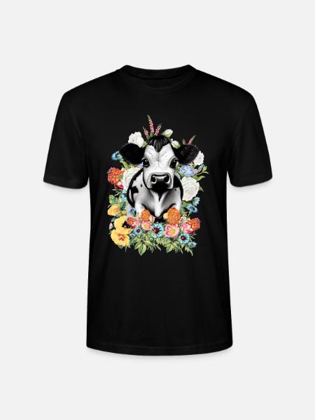 Kuh Blumen - Stanley/Stella Unisex Bio-T-Shirt CRAFTER - Schwarz
