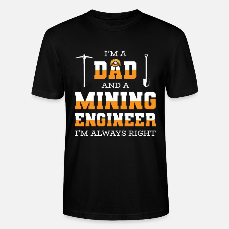 Engineer Papa Mining Engineer - Stanley/Stella CRAFTER Unisex Organic T-Shirt - black