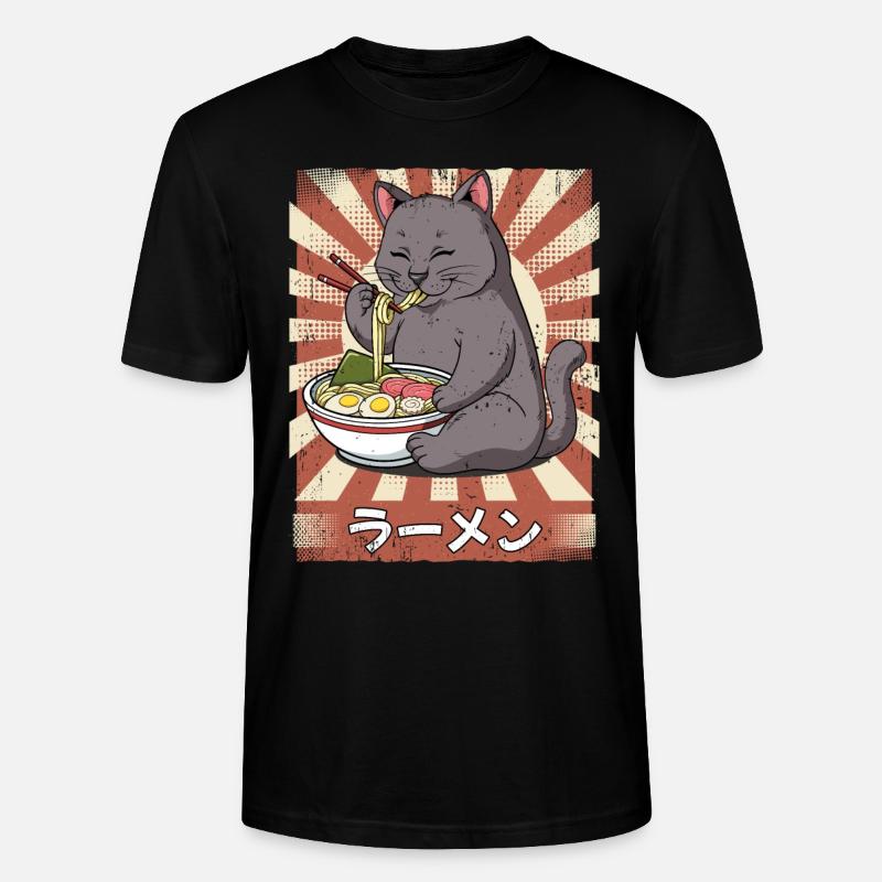 Ramen Katze Nudelsuppe Ramen - Stanley/Stella Unisex Bio-T-Shirt CRAFTER - Schwarz