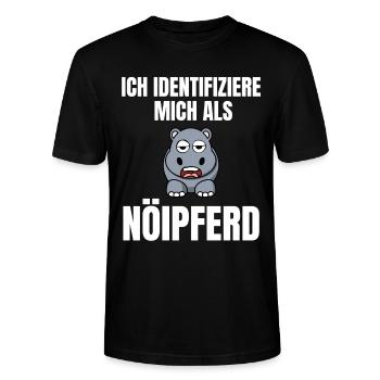 Gelangweiltes Nilpferd / Nölpferd / Keinen Bock - Stanley/Stella Unisex Bio-T-Shirt CRAFTER - Schwarz - Vorne - Alina (178cm) & Michal (187cm)
