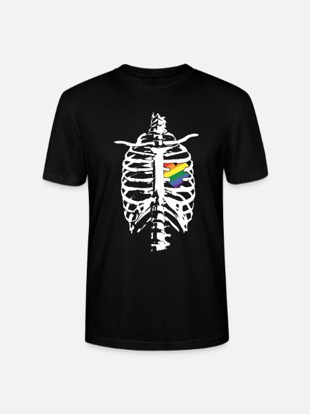 Skeleton Heart Gay LGBTQ Rainbow LGBT Pride Month - Stanley/Stella CRAFTER Unisex Organic T-Shirt - black