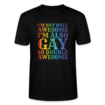 LGBTQ Lesbe Homosexuell Regenbogenflagge Stolz - Stanley/Stella Unisex Bio-T-Shirt CRAFTER - Schwarz - Vorne - Alina (178cm) & Michal (187cm)