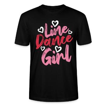 Linedance Girl - Linedancing Countrymusic - Stanley/Stella Unisex Bio-T-Shirt CRAFTER - Schwarz - Vorne - Alina (178cm) & Michal (187cm)