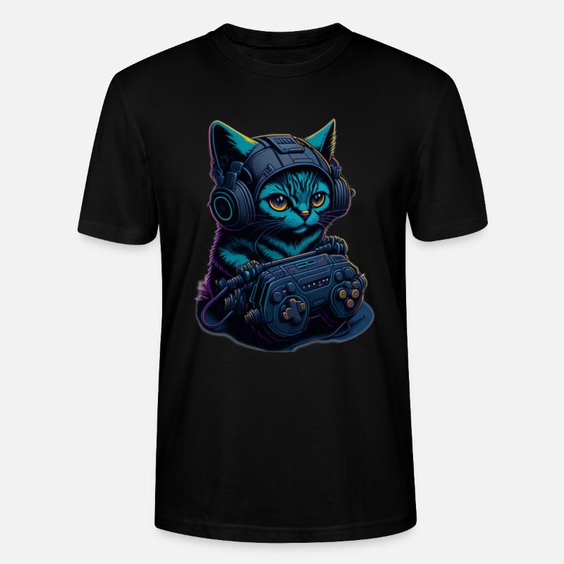 Chat de jeu - T-shirt bio CRAFTER Stanley Stella Unisexe - noir