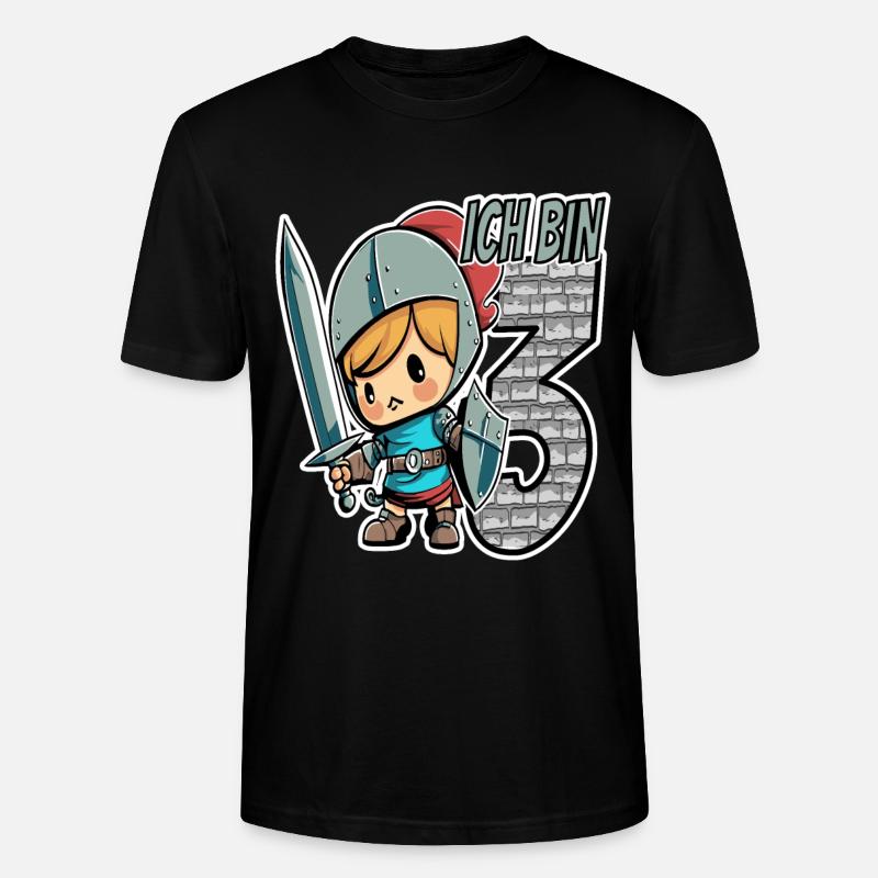 Ich bin 3 - 3. Geburtstag - Ritter - Stanley/Stella Unisex Bio-T-Shirt CRAFTER - Schwarz
