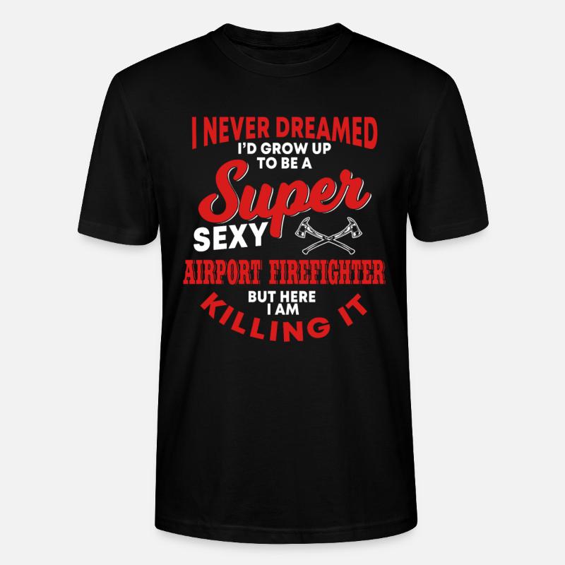 Drôle de pompier d’aéroport - T-shirt bio CRAFTER Stanley Stella Unisexe - noir