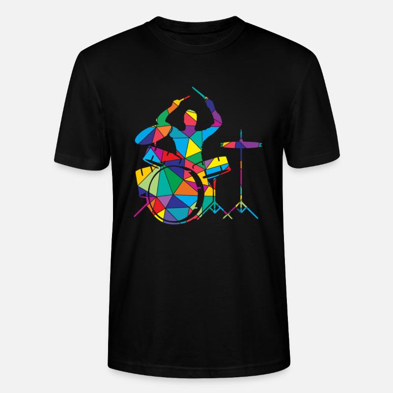 Low Poly Musikalisches Polygon Trommel - Stanley/Stella Unisex Bio-T-Shirt CRAFTER - Schwarz
