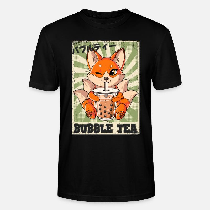 Boba Tea Kitsune Bubble Tea - Stanley/Stella Unisex Bio-T-Shirt CRAFTER - Schwarz