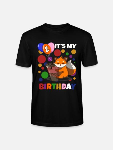 2nd Birthday Fox - Stanley/Stella CRAFTER Unisex Organic T-Shirt - black