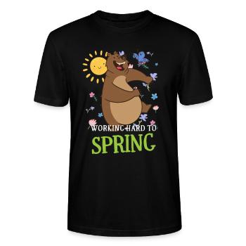 Travailler dur pour détester l’allergie printanière Spruch - T-shirt bio CRAFTER Stanley Stella Unisexe - noir - Devant - Alina (178cm) & Michal (187cm)