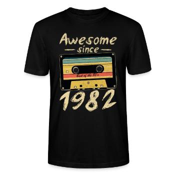 1982 Geburtstag 1982 Geboren Geburtstagsgeschenk - Stanley/Stella Unisex Bio-T-Shirt CRAFTER - Schwarz - Vorne - Alina (178cm) & Michal (187cm)