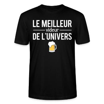 Le meilleur videur de l'univers bière pression - T-shirt bio CRAFTER Stanley Stella Unisexe - noir - Devant - Alina (178cm) & Michal (187cm)