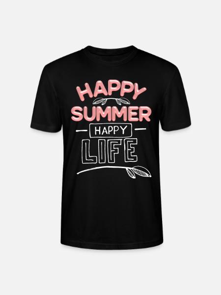 Summer Summer, Happy-Summer Saying - Stanley/Stella CRAFTER Unisex Organic T-Shirt - black