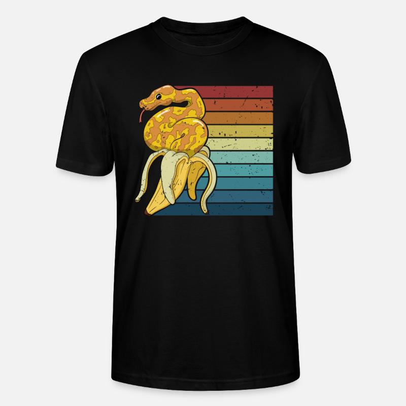 Retro Python Schlange Schuppenkriechtiere Banana - Stanley/Stella Unisex Bio-T-Shirt CRAFTER - Schwarz