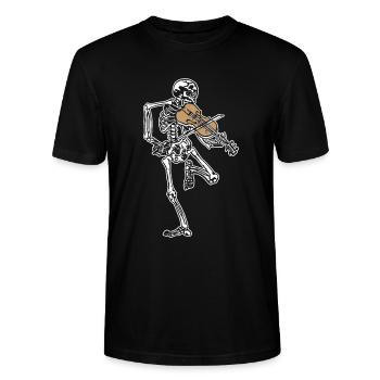Skeleton Violin Halloween Music Musician Violinist - Stanley/Stella CRAFTER Unisex Organic T-Shirt - black - Front - Alina (178cm) & Michal (187cm)