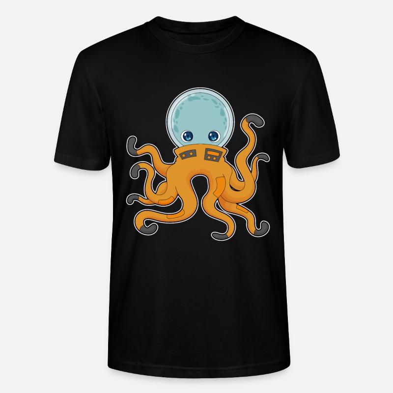 Octopus Astronaut Space - Stanley/Stella CRAFTER Unisex Organic T-Shirt - black