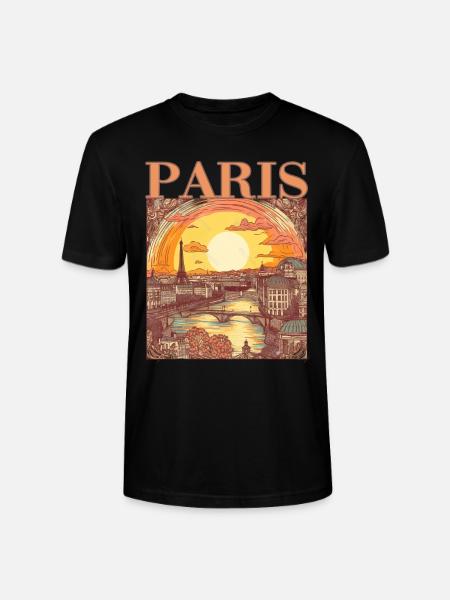 Paris Eiffelturm Bonjour Souvenirs - Stanley/Stella Unisex Bio-T-Shirt CRAFTER - Schwarz
