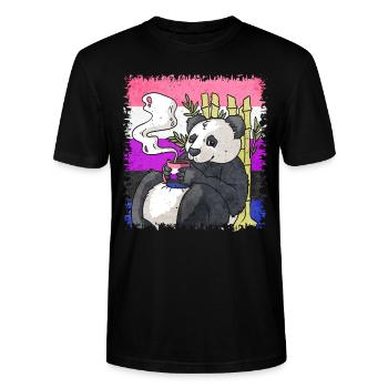 Geschlecht Fluid Stolz Flagge Panda Kaffee Sublte - Stanley/Stella Unisex Bio-T-Shirt CRAFTER - Schwarz - Vorne - Alina (178cm) & Michal (187cm)