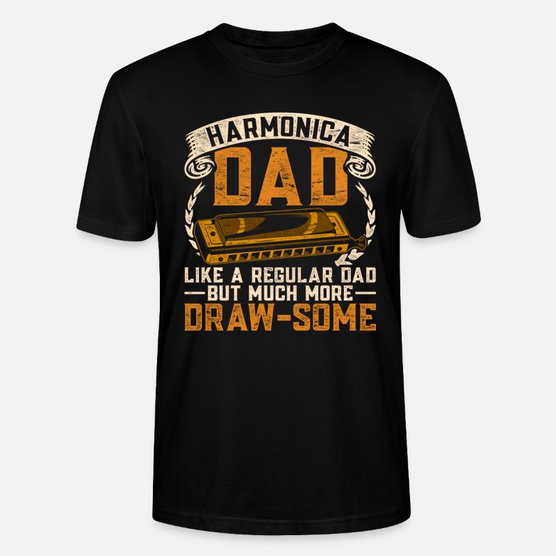 Harmonica, harmonica player, father - Stanley/Stella CRAFTER Unisex Organic T-Shirt - black