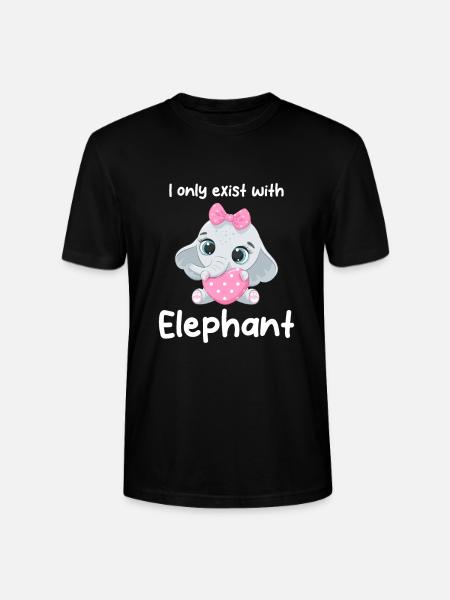 I only exist with elephant - Stanley/Stella CRAFTER Unisex Organic T-Shirt - black