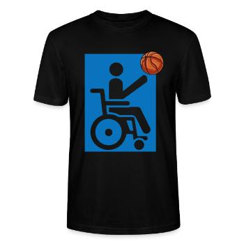 Fauteuil roulant - T-shirt bio CRAFTER Stanley Stella Unisexe - noir - Devant - Alina (178cm) & Michal (187cm)