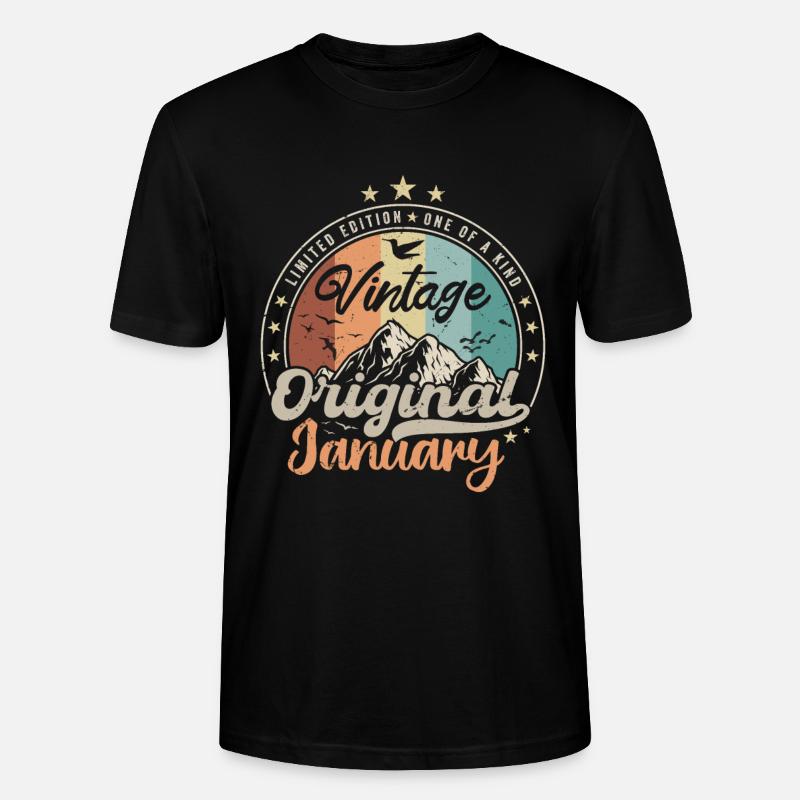 Né en Janvier Cadeau D'anniversaire - T-shirt bio CRAFTER Stanley Stella Unisexe - noir