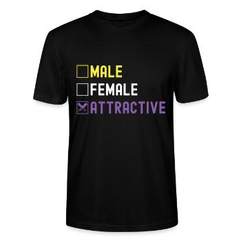 Non Binary Pride Genderqueer - Stanley/Stella Unisex Bio-T-Shirt CRAFTER - Schwarz - Vorne - Alina (178cm) & Michal (187cm)
