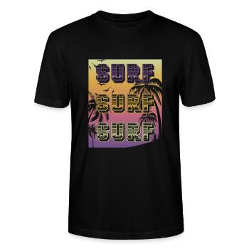 SURF SURF SURF Sunset Design für den Sommer - Stanley/Stella Unisex Bio-T-Shirt CRAFTER - Schwarz - Vorne - Alina (178cm) & Michal (187cm)