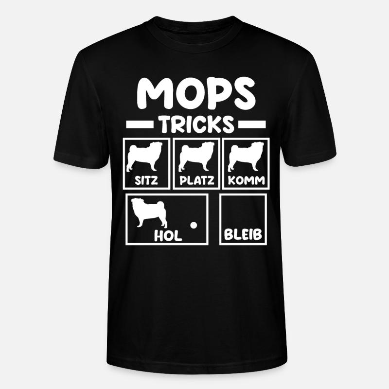 Hund Mops - Stanley/Stella Unisex Bio-T-Shirt CRAFTER - Schwarz