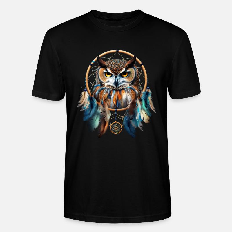 Eule Traumfänger Vogel Federn - Stanley/Stella Unisex Bio-T-Shirt CRAFTER - Schwarz