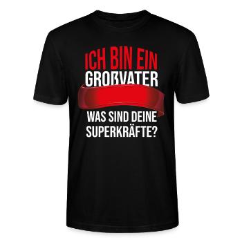 Ich bin ein Opa. Was sind deine Superkräfte? - Stanley/Stella Unisex Bio-T-Shirt CRAFTER - Schwarz - Vorne - Alina (178cm) & Michal (187cm)