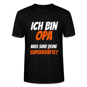 Ich bin ein Opa. Was sind deine Superkräfte? - Stanley/Stella Unisex Bio-T-Shirt CRAFTER - Schwarz - Vorne - Alina (178cm) & Michal (187cm)